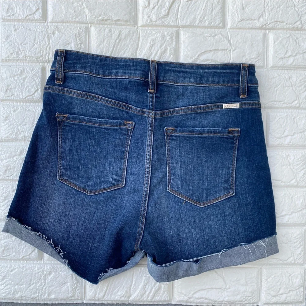 KanCan Women's Distressed Denim Button Fly High Rise Cutoff Shorts large